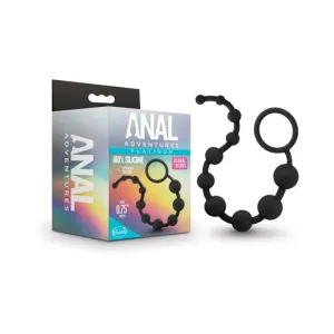 Anal Adventures Platinum - Silicone 10 Anal Beads - Black