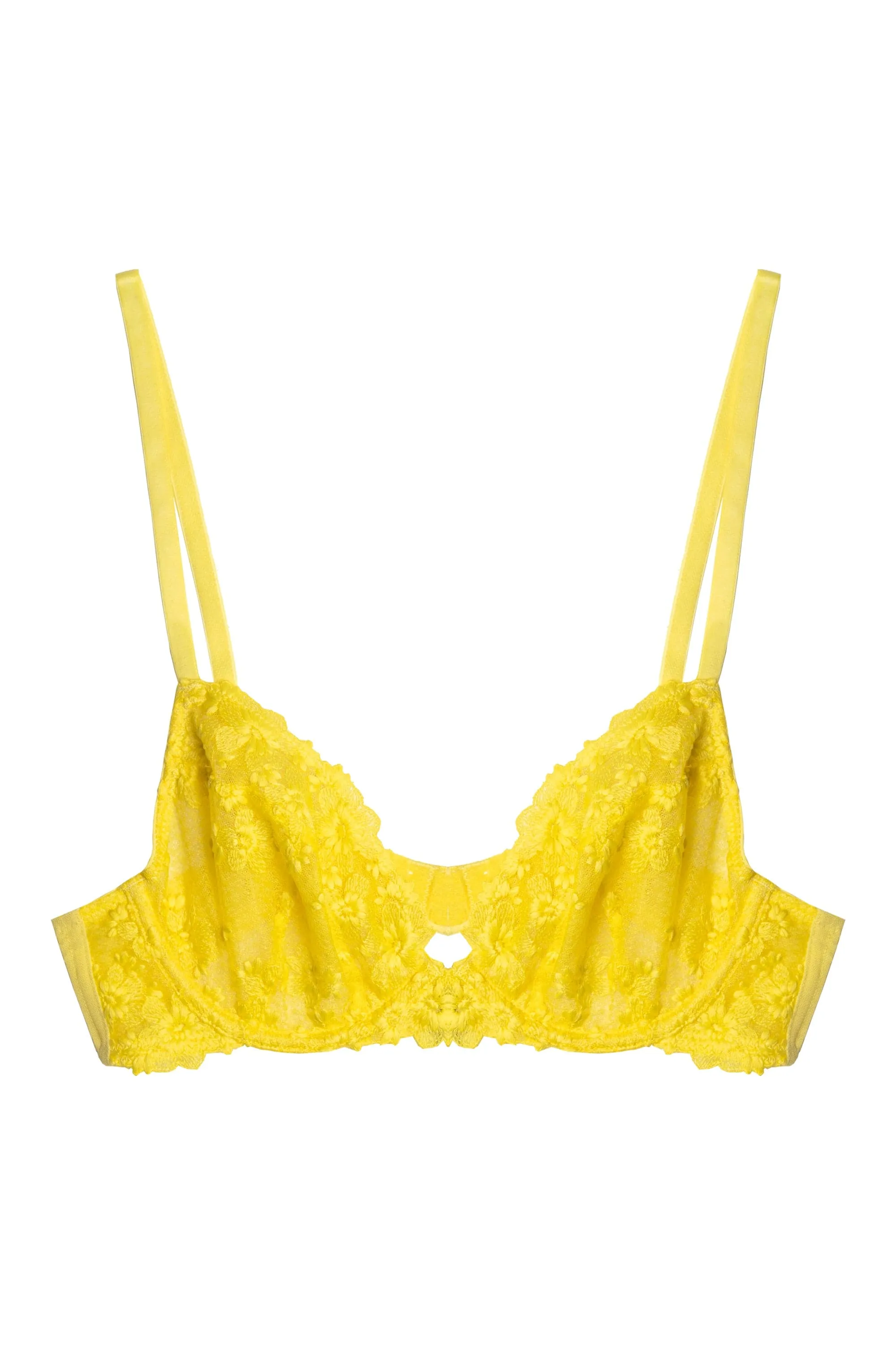 Audre Yellow Embroidery Plunge Bra