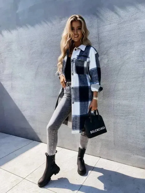 Casual Plaid Loose Women's Shirt Jacket