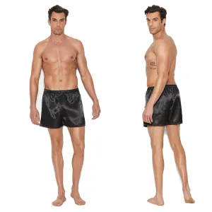 Charmeuse Satin Unisex Boxer Short-Black Medium