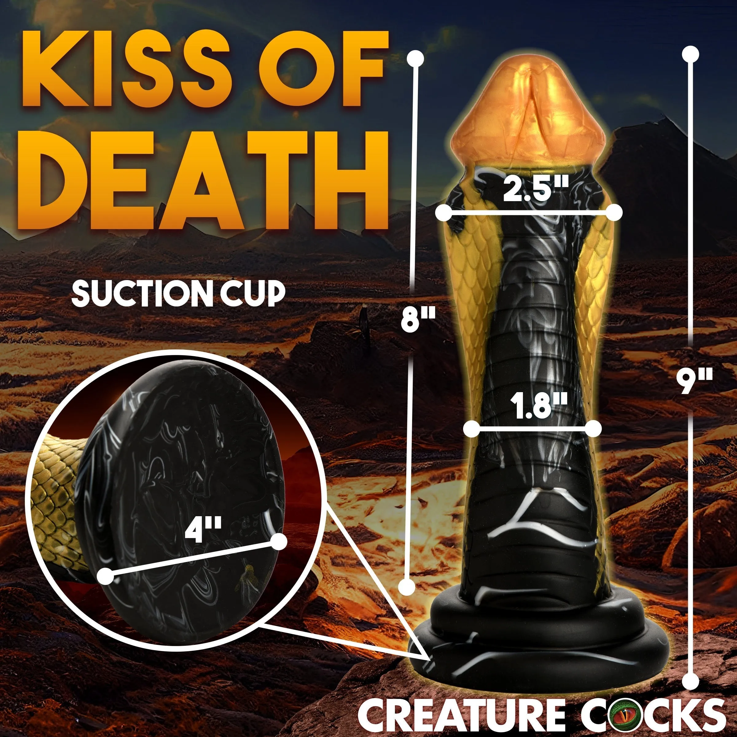 Creature Cocks Golden Snake Silicone Dildo Suction Cup Large Dong Sex Toy