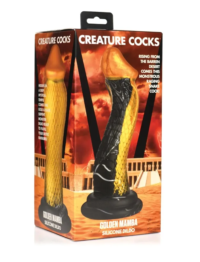 Creature Cocks Golden Snake Silicone Dildo Suction Cup Large Dong Sex Toy