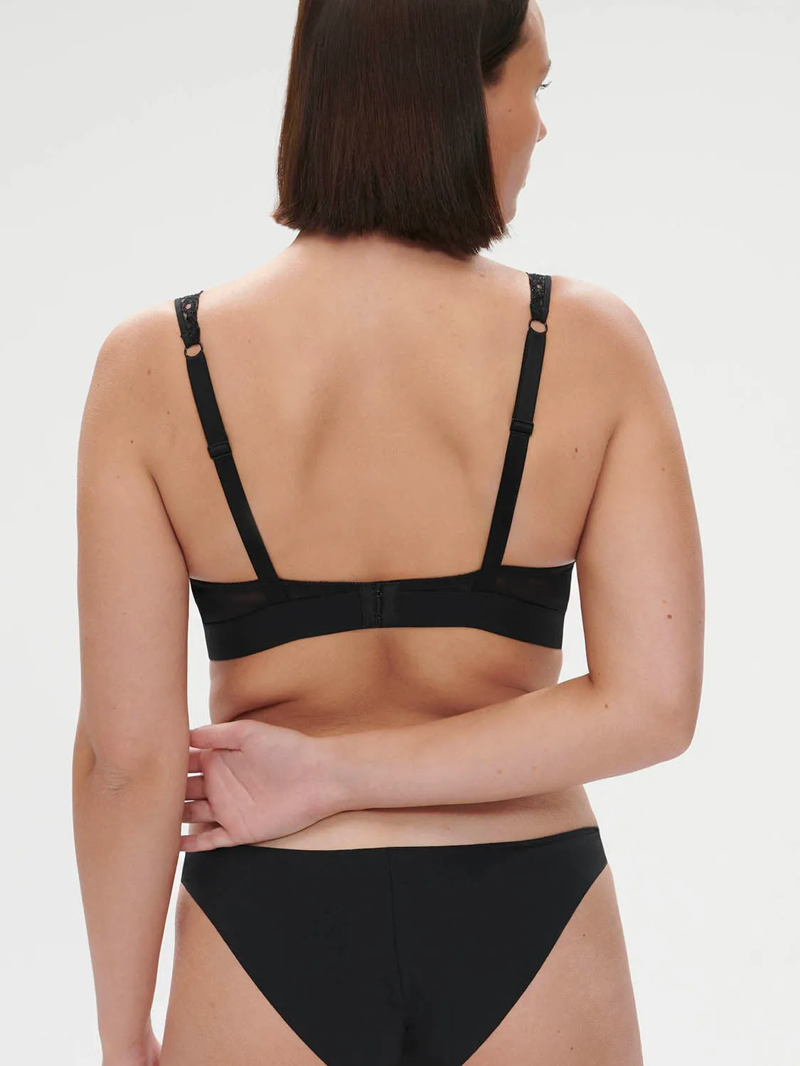 Rose Underwire Triangle - Black