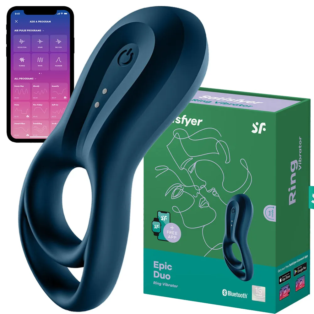 Satisfyer Epic Duo Vibrating Cock Ring APP Control Cocksling Couples Sex Toy