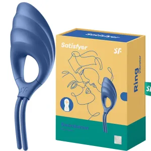 Satisfyer Swordsman ADJUSTABLE Vibrating Cock Ring Couples Penis Blue