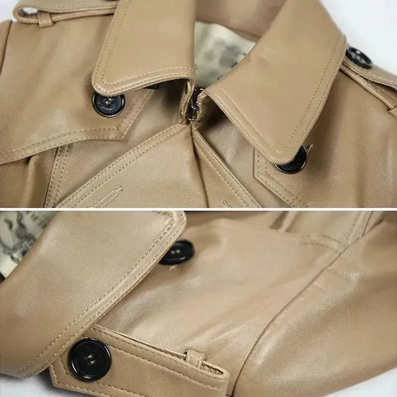 Stylish Chic Leather Women Coat