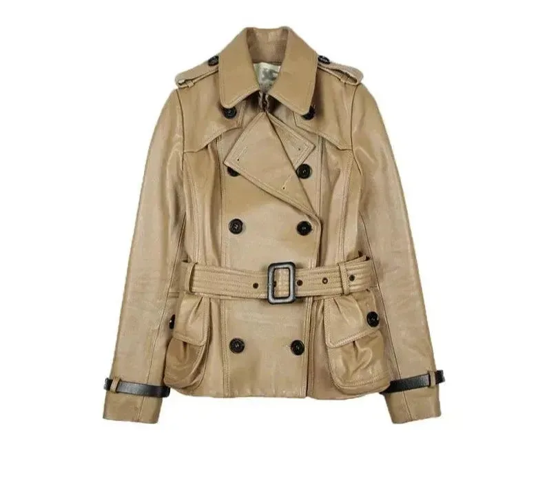 Stylish Chic Leather Women Coat