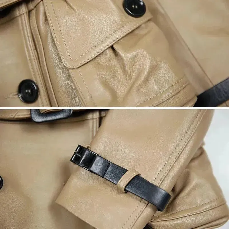 Stylish Chic Leather Women Coat